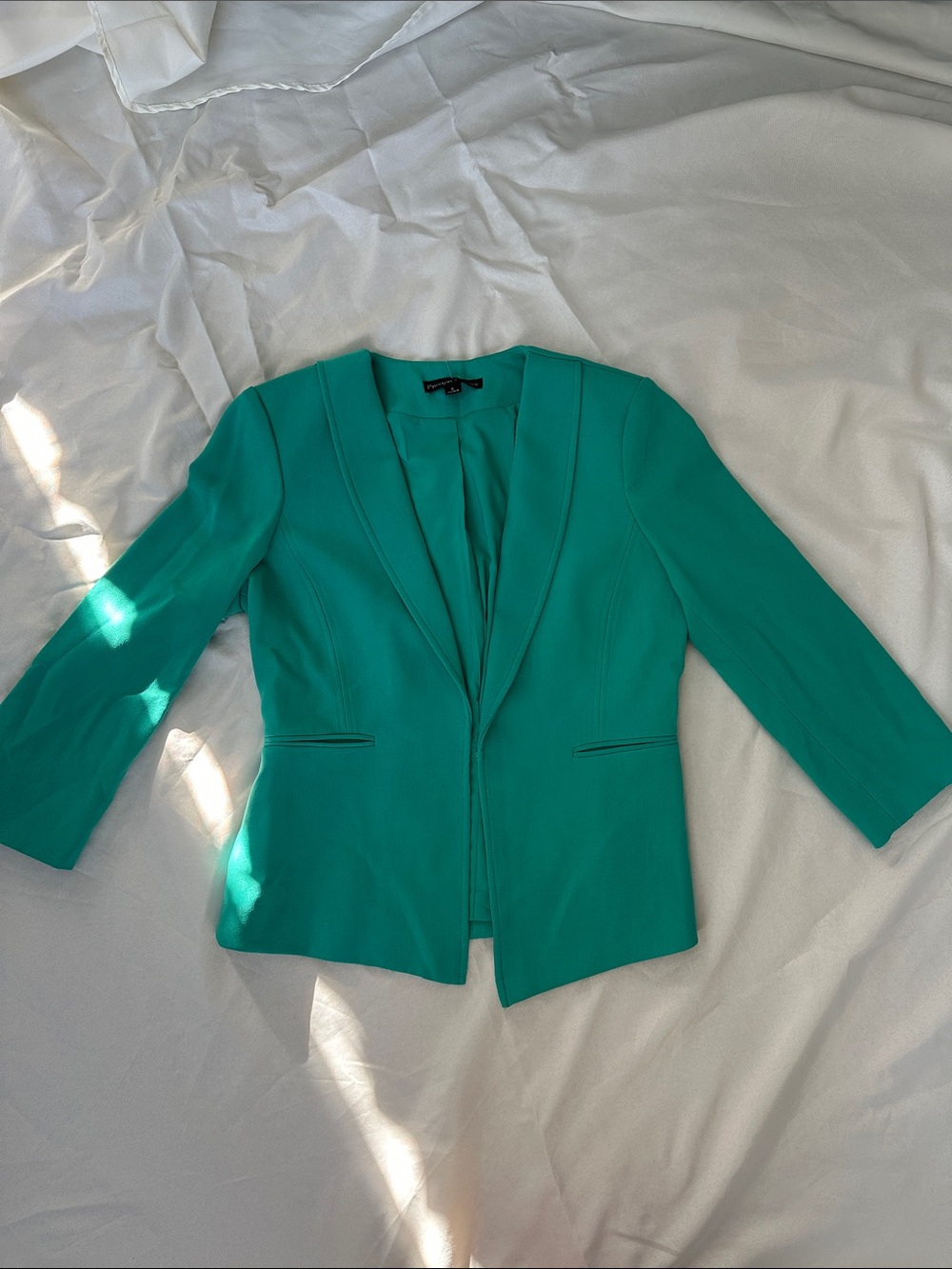 Preston & York Teal Open-Front Blazer